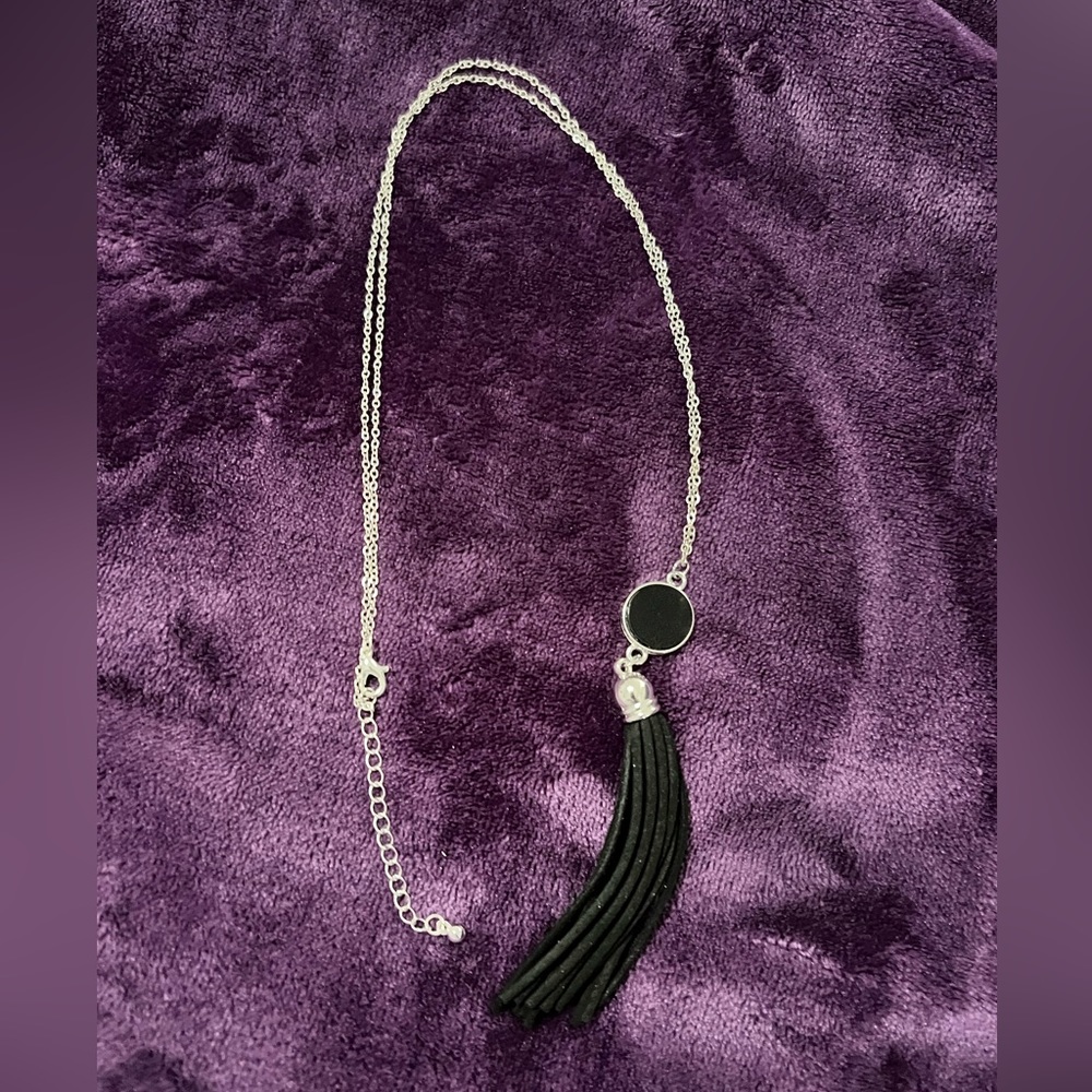 Black and Silver Tassel Necklace